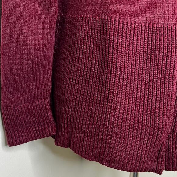 Ann Taylor Loft Wool Blend Cardigan Large Womens Italian Yarn Knit Open Maroon - Picture 4 of 7